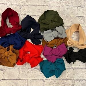 Lot of 12 Baby Toddler 6” Bow Headbands New Soft Wide Red Black Brown Blue Gray